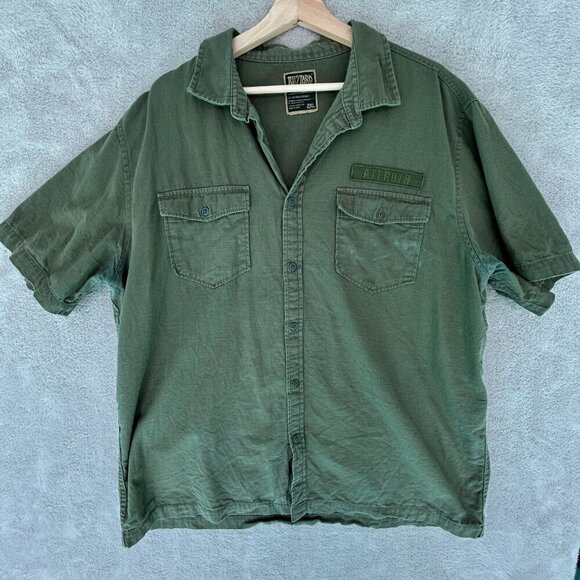 Blizzard Entertainment Other - Blizzard World Warcraft Azeroth Button Down Military Shirt 2XL WOW Green